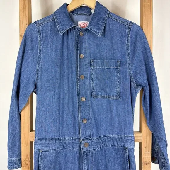 Vintage Levi's Blue Drawstring Waist Denim Jumpsuit #1295 Size XS - Picture 3 of 6